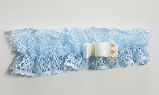 Liga Azul con Lazo y Perlas