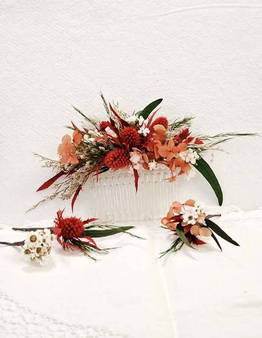 Peineta Flores Color Brandy Cardhu