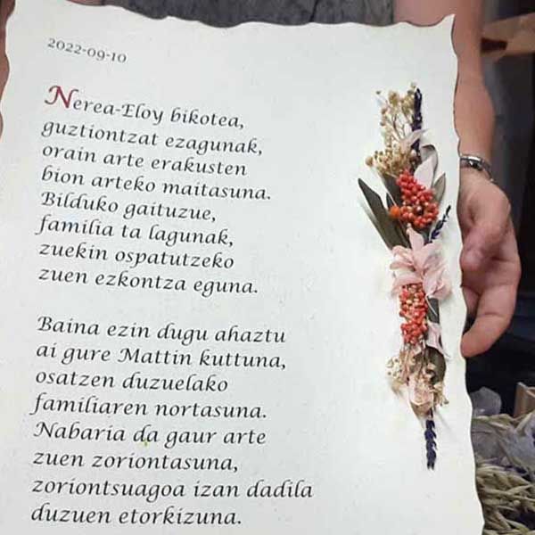 Pergamino con Poesía Decoracion Floral interior A3 (29.7cm X 42cm)