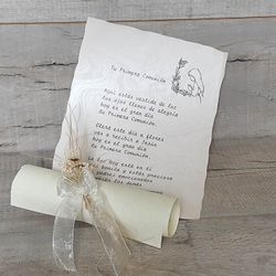 Pergamino con Poema Comunión