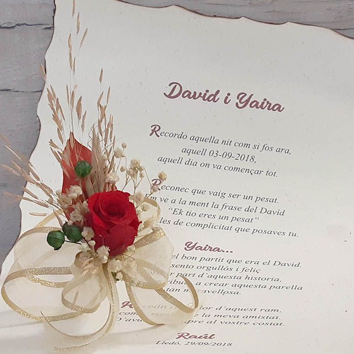 Pergamino con Poesía Novia Inolvidable A3