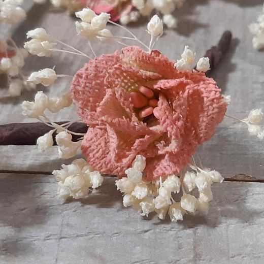 Pin Pelo Rosa Nude Flor de Yute