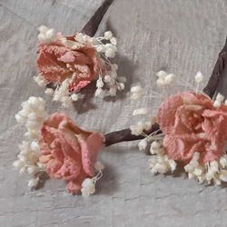 Pin Pelo Rosa Nude Flor de Yute