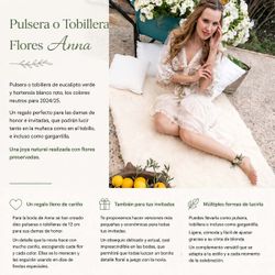 Pulsera o Tobillera de Flores Preservadas Anna## Pulsera o Tobillera de Flores Preservadas Anna  La Pulsera o Tobillera Anna es uno de esos complementos florales que sorprenden por su elegancia y versatilidad. Elaborada artesanalmente con hortensia preser