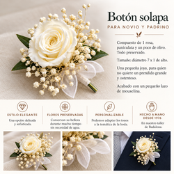 solapa con rosa preservada para novio y padrino