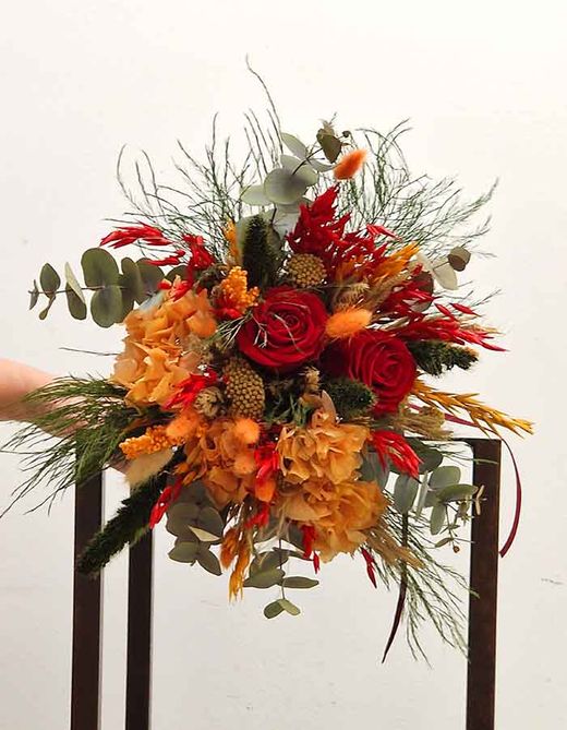 Ramo Novia Rojo y Naranja Iria XL