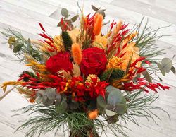 Ramo Novia Rojo y Naranja Iria XL