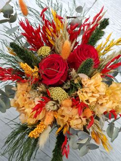 Ramo Novia Rojo y Naranja Iria XL