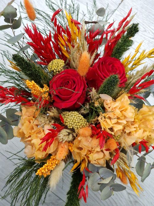 Ramo Novia Rojo y Naranja Iria XL