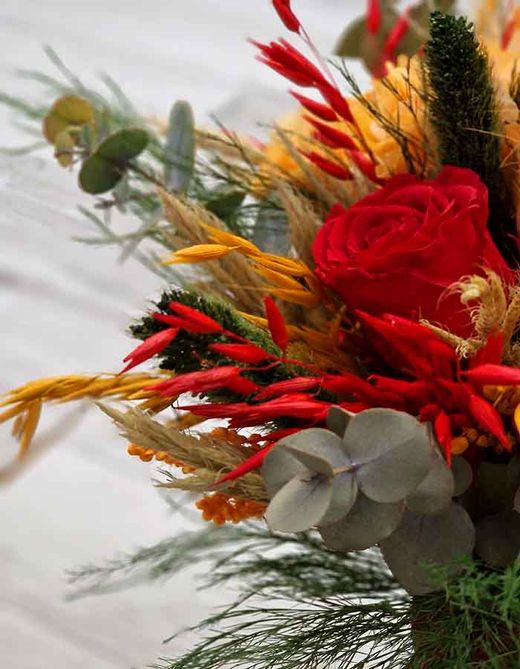 Ramo Novia Rojo y Naranja Iria XL