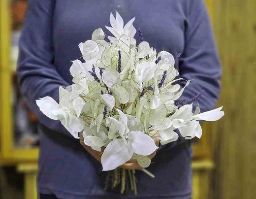 Ramo Novia Blanco con Ruscus y Lavanda