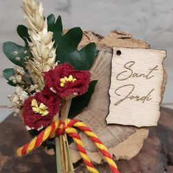 Rosas y Trigo con Rodaja Madera