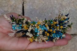 Tocado Azul y Amarillo con Cascada