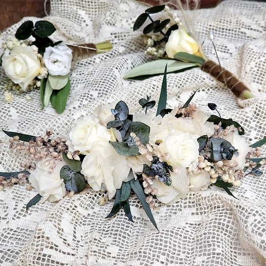 Tocado Blanco y Cava Anna