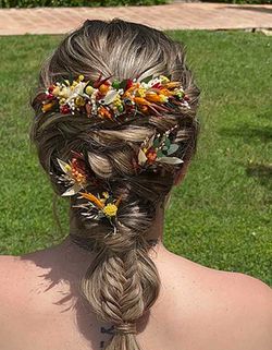 Tocado con Flores en Cascada Otoño