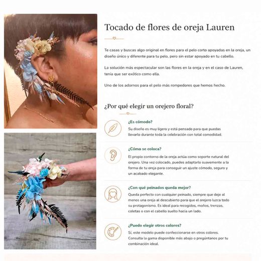 Tocado de Flores Oreja Lauren