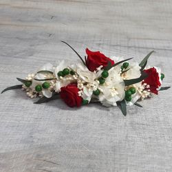 Tocado o Peineta de Lino y Rosas