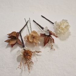 Tocado y Cinco Flores en Cascada Camel